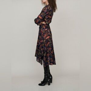 MAJE /OFFERS WELCOME!
Rista Paisley Print Tie Detail Midi Dress In Navy NWT SZ 8